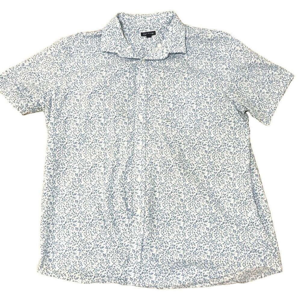 Club Room Blue White Floral Short Sleeve Button Shirt Mens Size 2XL